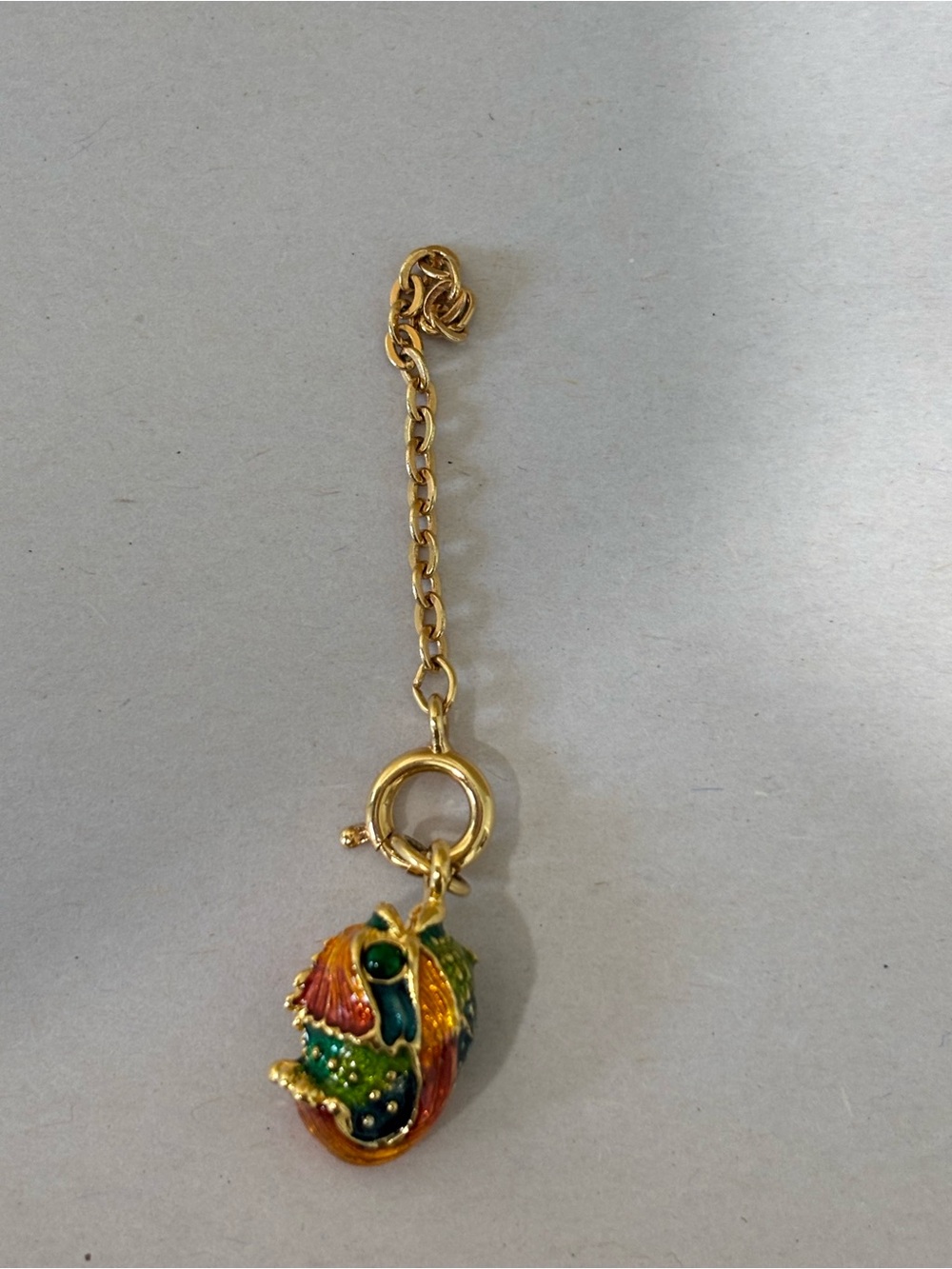 Vintage JOAN RIVERS EGG Charm Pendant Gold Enamel Koi Fish Collectable faberge